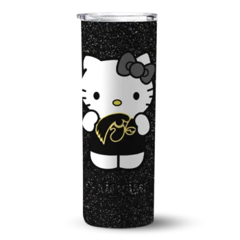 Customized Iowa Hawkeyes Hello Kitty Black Skinny Tumbler