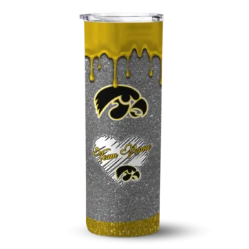 Customized Iowa Hawkeyes Pixel Fade Black Skinny Tumbler