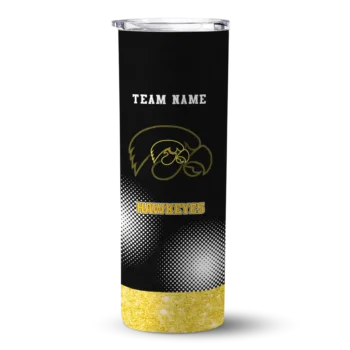 Customized Iowa Hawkeyes Starburst Tiles Black Skinny Tumbler