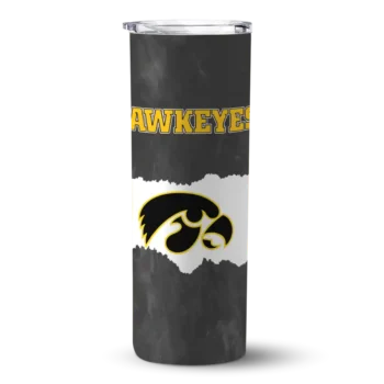 Customized Iowa Hawkeyes Torn Band Black White Skinny Tumbler