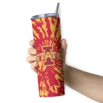 customized-iowa-state-cyclones-metallic-grid-red-skinny-tumbler-best-selling.webp