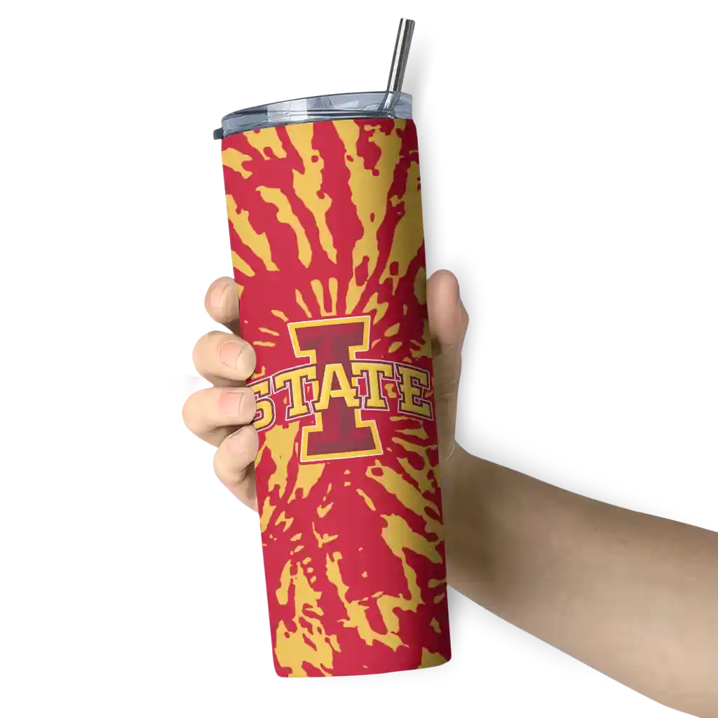 customized-iowa-state-cyclones-metallic-grid-red-skinny-tumbler-premium-grade.webp