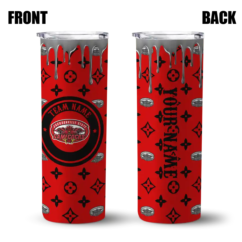 customized-jacksonville-state-gamecocks-camo-streak-red-skinny-tumbler-fashion-forward.webp