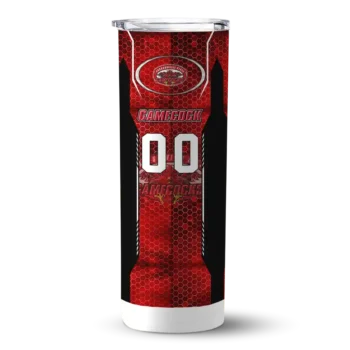 Customized Jacksonville State Gamecocks Stacked Diamond Red Skinny Tumbler