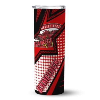 Customized Jacksonville State Gamecocks Web Stripes Red White Skinny Tumbler