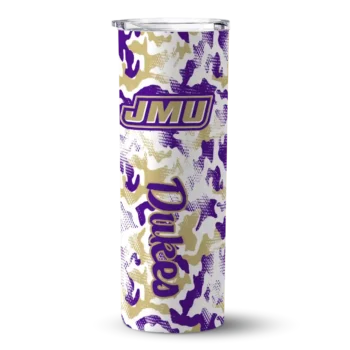 Customized James Madison Dukes Claw Marks Purple White Skinny Tumbler