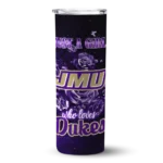 customized james madison dukes rose romance purple black skinny tumbler best selling 1 1.webp