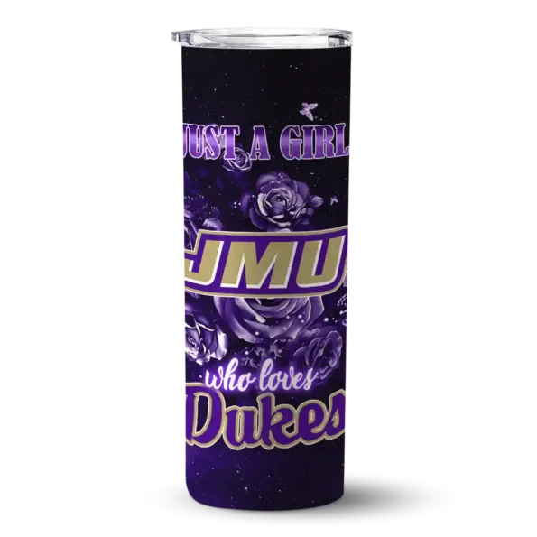 customized james madison dukes rose romance purple black skinny tumbler best selling
