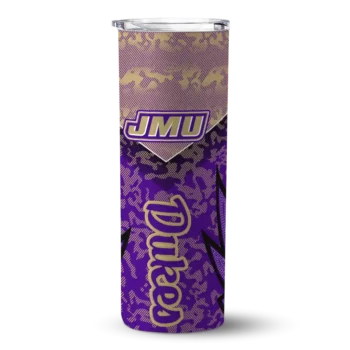 Customized James Madison Dukes Spiral Burst Print Purple Skinny Tumbler