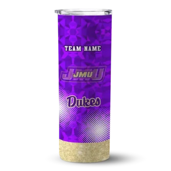 Customized James Madison Dukes Starburst Tiles Purple Skinny Tumbler