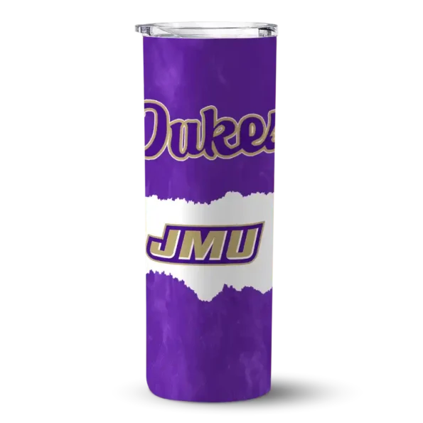customized james madison dukes torn band purple white skinny tumbler best selling