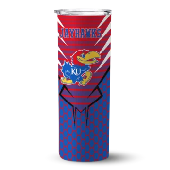 Customized Kansas Jayhawks Chevron Stripes Blue Skinny Tumbler