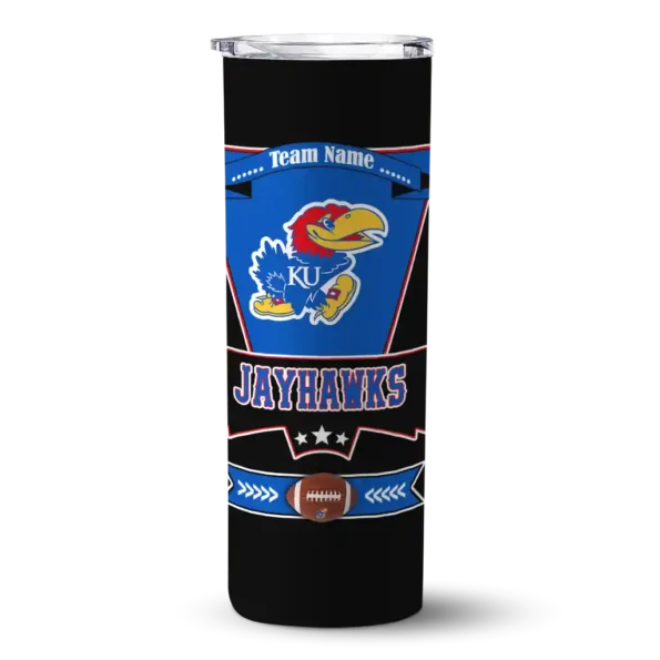 customized kansas jayhawks helmet belt blue black skinny tumbler best selling