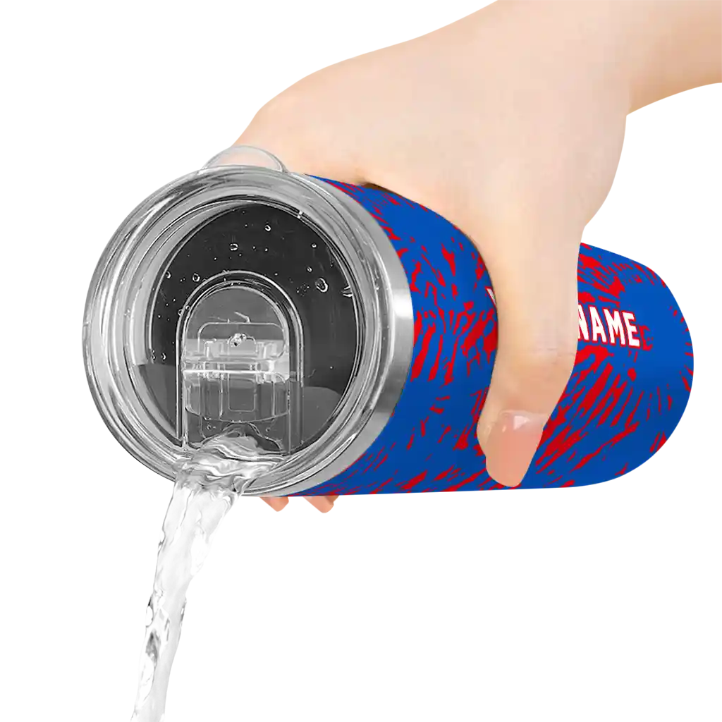 customized-kansas-jayhawks-metallic-grid-blue-skinny-tumbler-latest-model.webp
