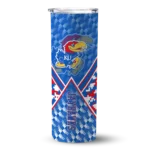 customized-kansas-jayhawks-monogram-burst-blue-white-skinny-tumbler-best-selling.webp