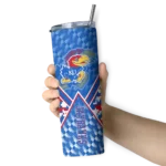 customized-kansas-jayhawks-monogram-burst-blue-white-skinny-tumbler-best-selling.webp