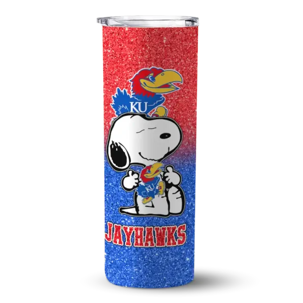 customized kansas jayhawks snoopy attitude blue skinny tumbler best selling