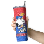 customized-kansas-jayhawks-snoopy-attitude-blue-skinny-tumbler-best-selling.webp