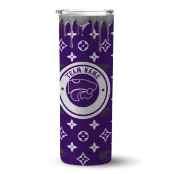 Customized Kansas State Wildcats Camo Streak Purple Skinny Tumbler