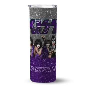Customized Kansas State Wildcats Kiss Band Grey Skinny Tumbler