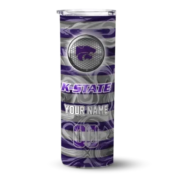 Customized Kansas State Wildcats Patterned Waves Purple Skinny Tumbler