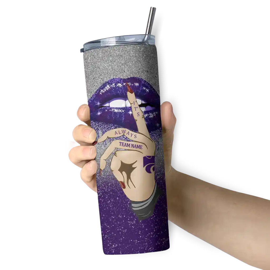 customized-kansas-state-wildcats-sparkle-lips-purple-skinny-tumbler-premium-grade-5.webp