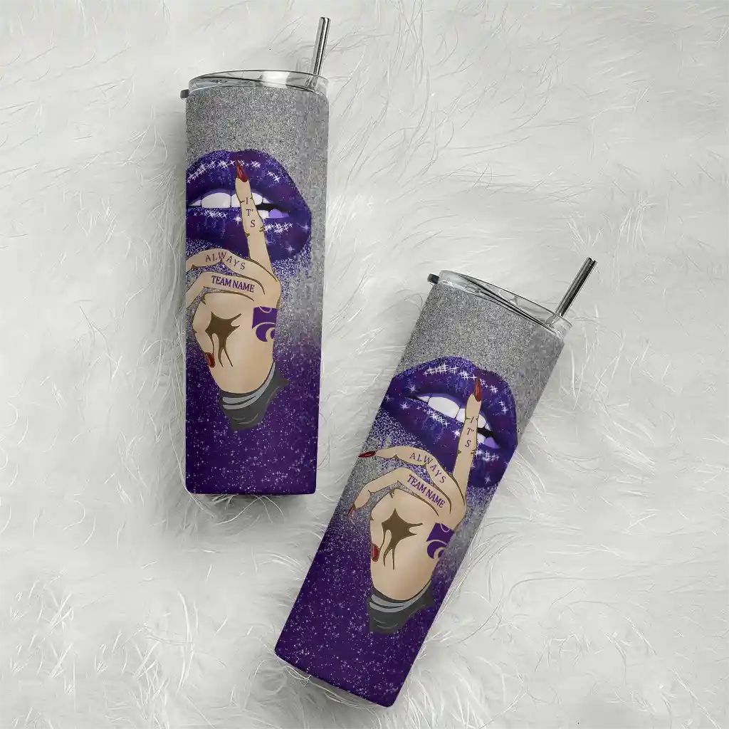 customized-kansas-state-wildcats-sparkle-lips-purple-skinny-tumbler-top-rated.webp