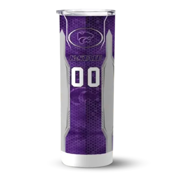 Customized Kansas State Wildcats Stacked Diamond Purple Skinny Tumbler