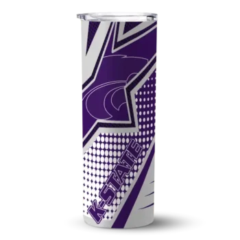 Customized Kansas State Wildcats Web Stripes Purple White Skinny Tumbler