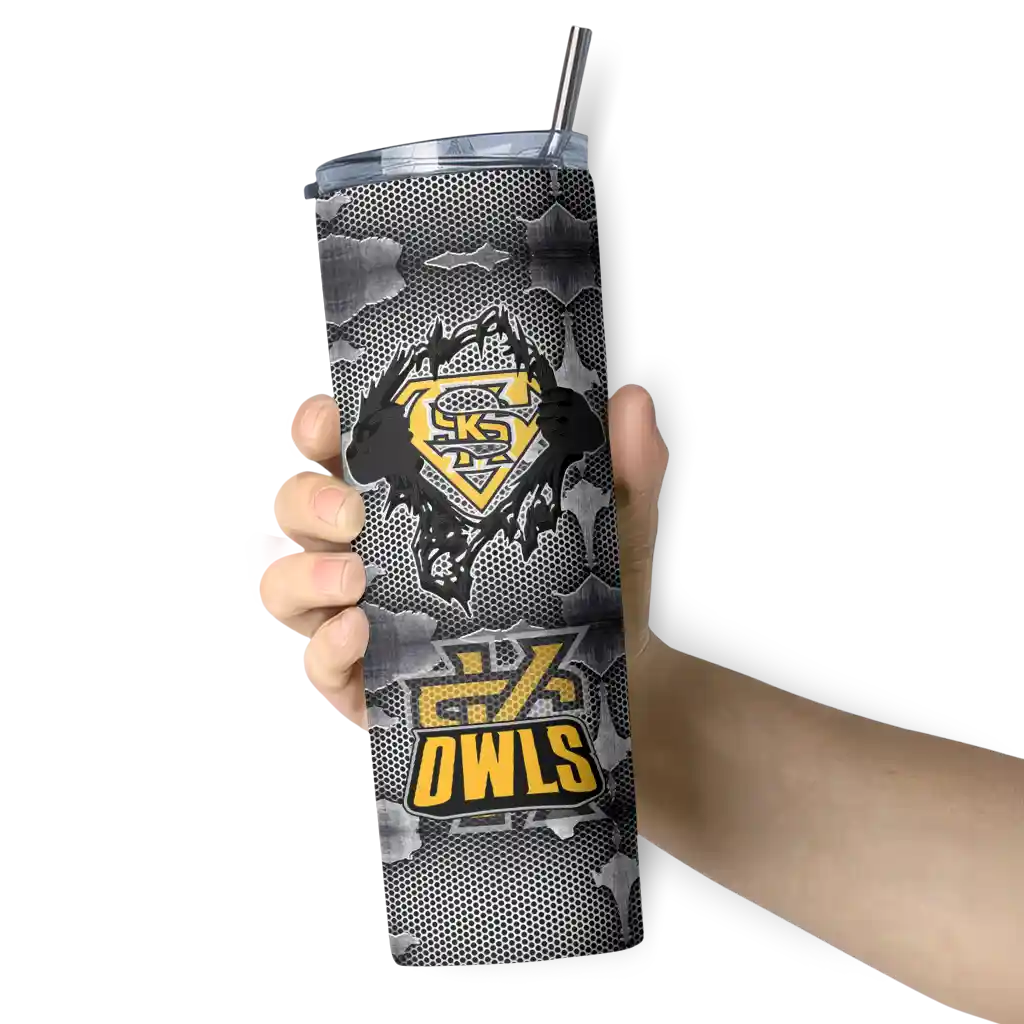 customized-kennesaw-state-owls-chevron-v-gold-gray-skinny-tumbler-premium-grade.webp