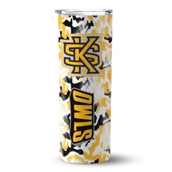Customized Kennesaw State Owls Claw Marks Gold White Skinny Tumbler
