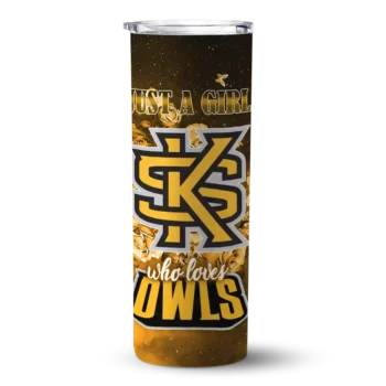 Customized Kennesaw State Owls Rose Romance Gold Black Skinny Tumbler