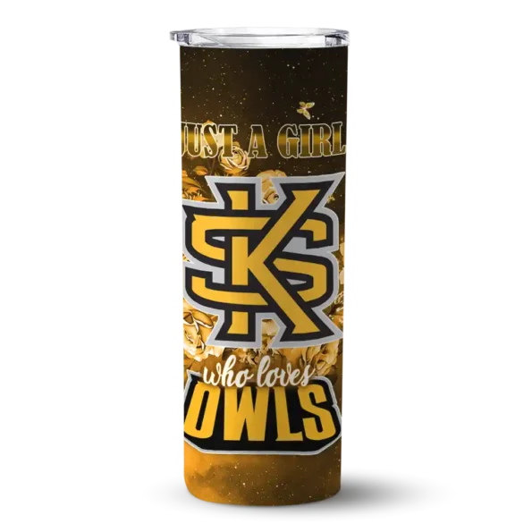 customized kennesaw state owls rose romance gold black skinny tumbler best selling