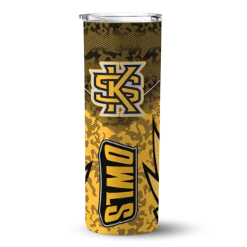 Customized Kennesaw State Owls Spiral Burst Print Gold Skinny Tumbler