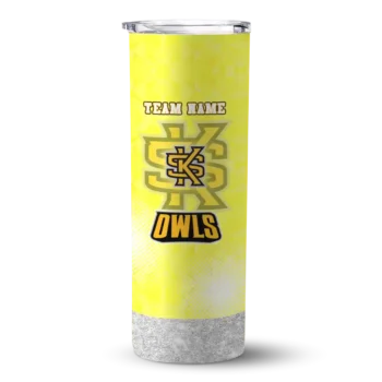 Customized Kennesaw State Owls Starburst Tiles Gold Skinny Tumbler