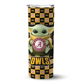 Customized Kennesaw State Owls Yoda Cozy Gold Black Skinny Tumbler