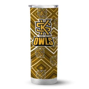 Customized Kennesaw State Owls Zipper Leopard Gold Skinny Tumbler