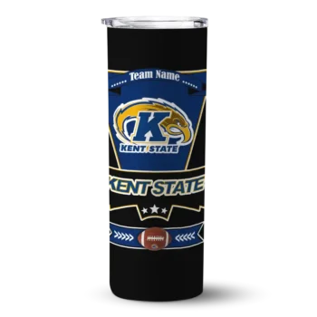 Customized Kent State Golden Flashes Helmet Belt Navy Blue Black Skinny Tumbler