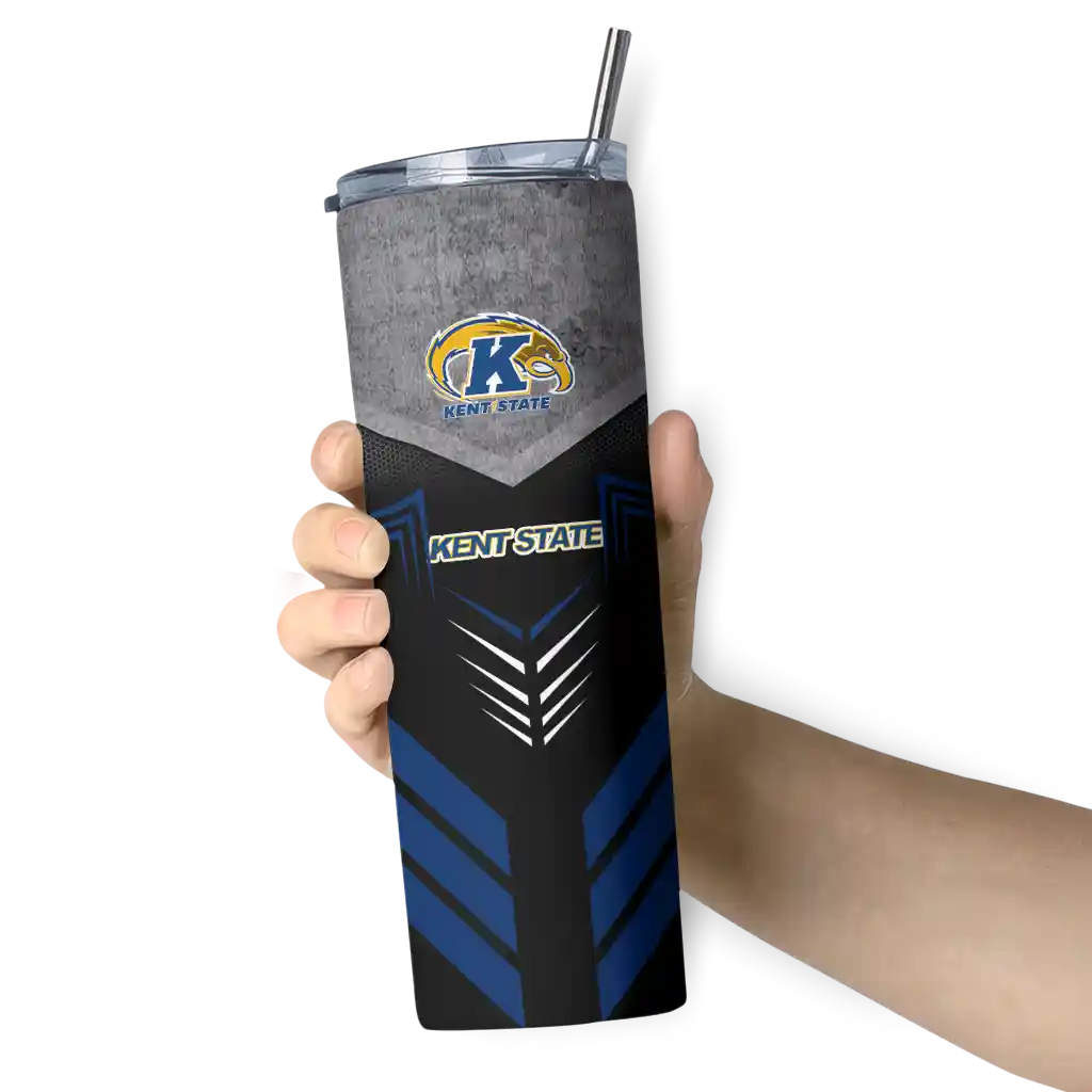 customized-kent-state-golden-flashes-hexagon-honeycomb-navy-blue-black-skinny-tumbler-premium-grade.webp