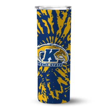 Customized Kent State Golden Flashes Metallic Grid Navy Blue Skinny Tumbler