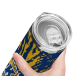 customized-kent-state-golden-flashes-metallic-grid-navy-blue-skinny-tumbler-best-selling.webp