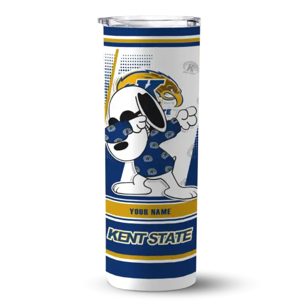 customized kent state golden flashes snoopy dog navy blue white skinny tumbler best selling