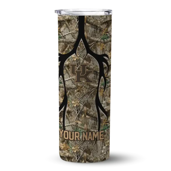customized kentucky wildcats antler flow camo skinny tumbler best selling