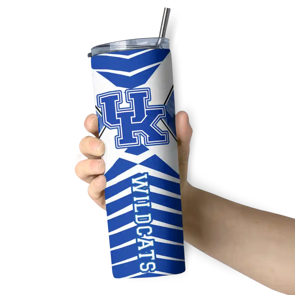 customized-kentucky-wildcats-camo-texture-blue-skinny-tumbler-premium-grade.webp