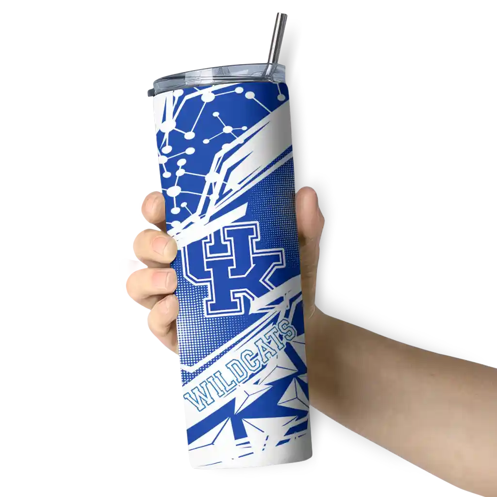 customized-kentucky-wildcats-helmet-clash-blue-skinny-tumbler-premium-grade.webp