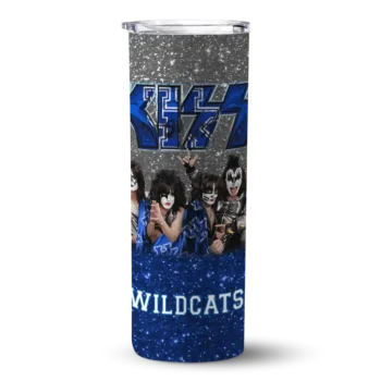 Customized Kentucky Wildcats Kiss Band White Skinny Tumbler