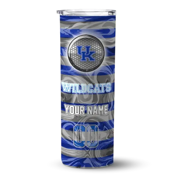 customized kentucky wildcats patterned waves blue skinny tumbler best selling