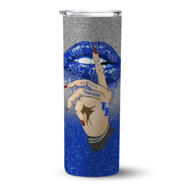 customized kentucky wildcats sparkle lips blue skinny tumbler best selling