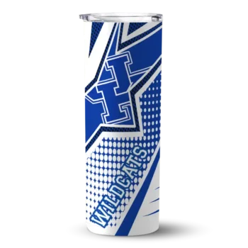Customized Kentucky Wildcats Web Stripes Blue White Skinny Tumbler