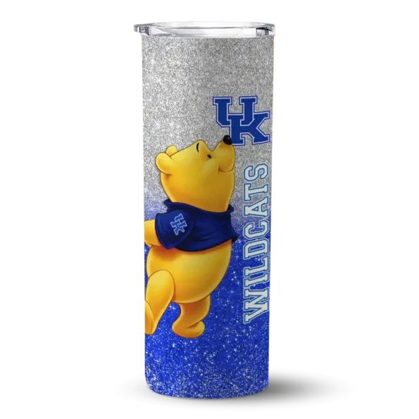 customized kentucky wildcats winnie the pooh blue gray skinny tumbler best selling
